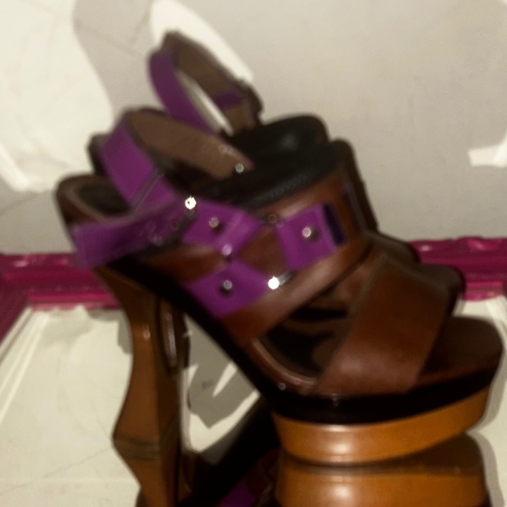 Marni sling back mesh horsebit heels